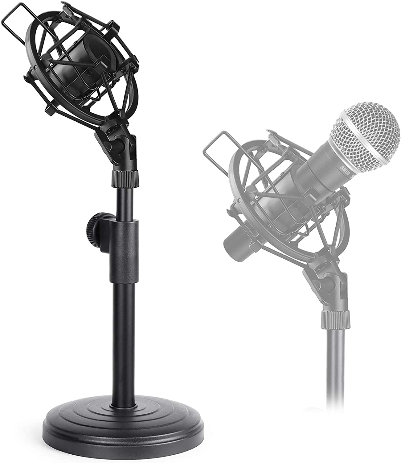 Shure Mic Sm58 - Desk Microphone Stand, Adjustable Table Mic